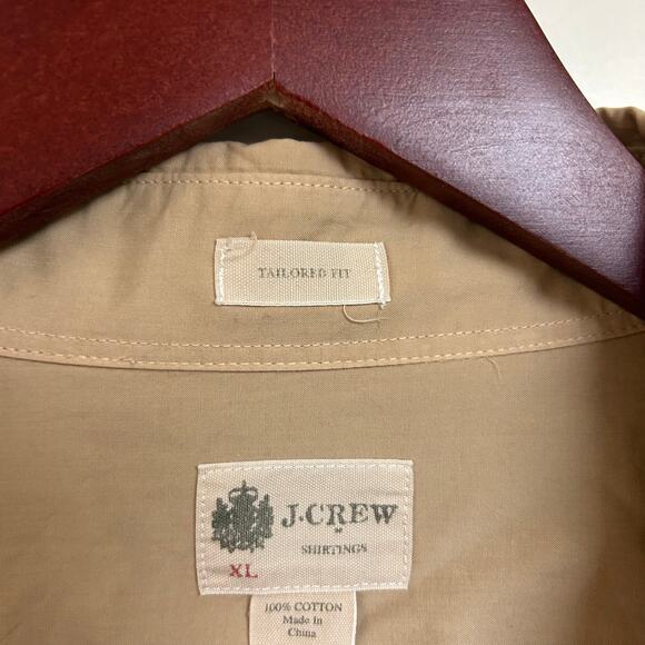 J. Crew Tailored Fit Button Down Shirt 100% Cotton Gorpcore Preppy Tan Size XL - Picture 4 of 5